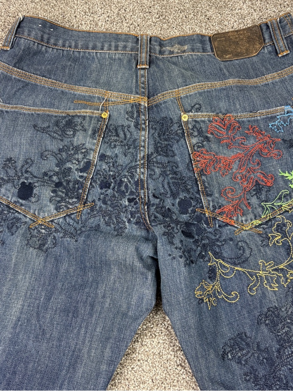 Vintage Rocawear Jeans 38x32 Map Dark Denim Baggy Hip Hop Skater Y2K